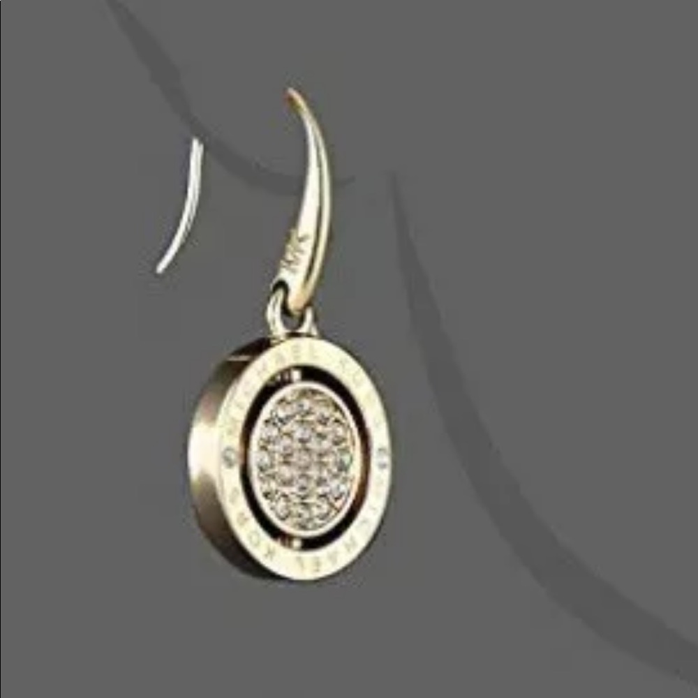 New MICHAEL KORS GOLD-TONE FLIP GLITZ REVERSIBLE CRYSTAL PAVE EARRINGS NEW - Picture 9 of 12